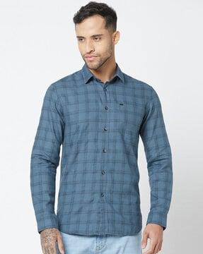 checked shirt with patch pocket