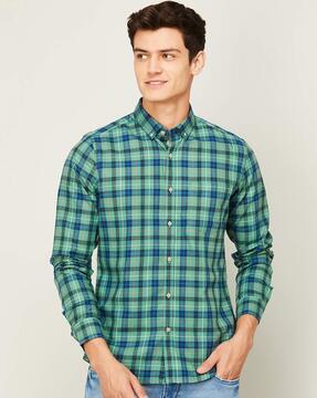 checked shirt with patch pocket