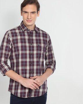 checked shirt with patch pocket