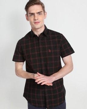 checked shirt with patch pocket