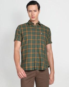 checked shirt with patch pocket