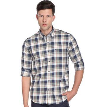 checked shirt with patch pocket