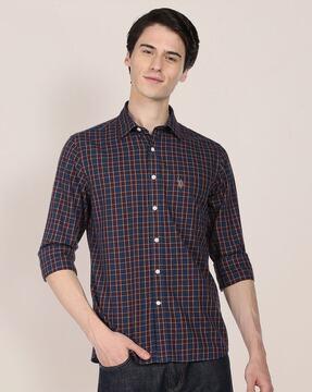 checked shirt with patch pocket