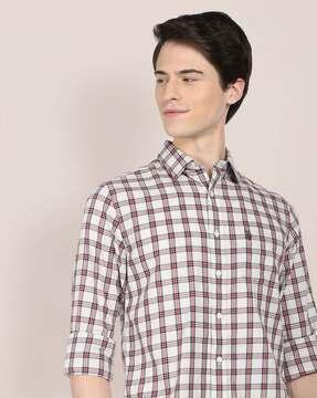 checked shirt with patch pocket