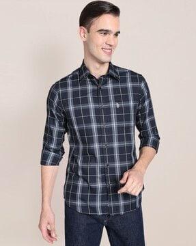 checked shirt with patch pocket