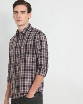 checked shirt with patch pocket