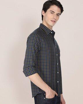 checked shirt with patch pocket