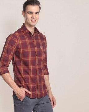 checked shirt with patch pocket