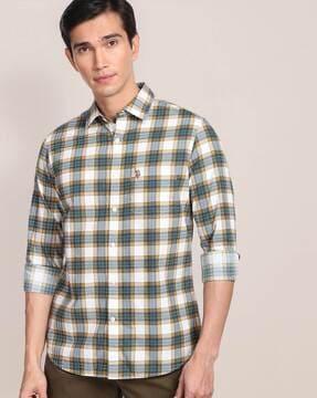 checked shirt with patch pocket