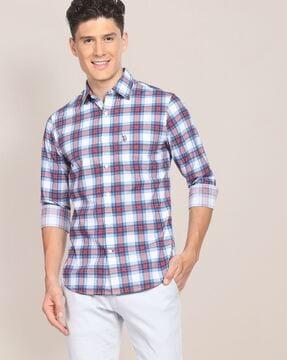 checked shirt with patch pocket