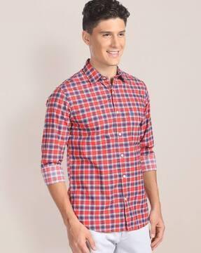 checked shirt with patch pocket