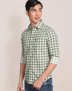 checked shirt with patch pocket