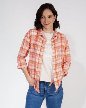 checked shirt with patch pocket