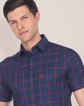 checked shirt with patch pocket