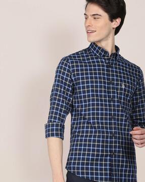 checked shirt with patch pocket