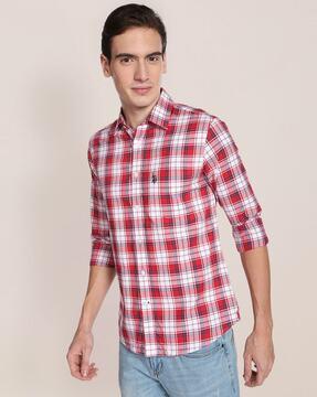 checked shirt with patch pocket