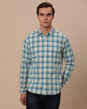 checked shirt with patch pocket