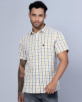 checked shirt with patch pocket