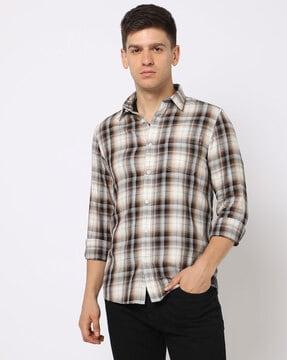 checked shirt with patch pocket