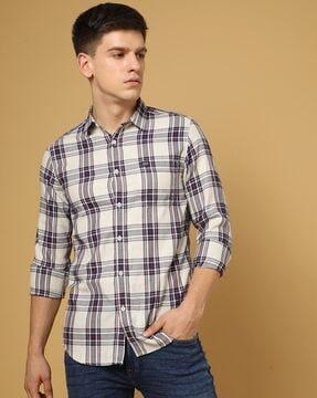 checked shirt with patch pocket