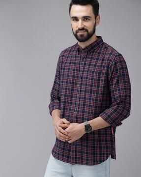 checked shirt with patch pocket