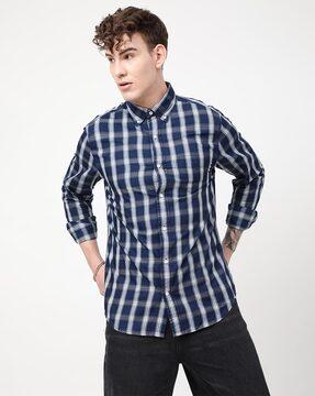 checked shirt with patch pocket