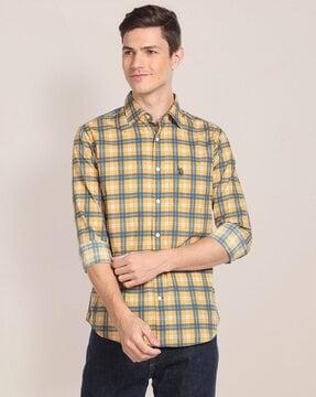 checked shirt with patch pocket