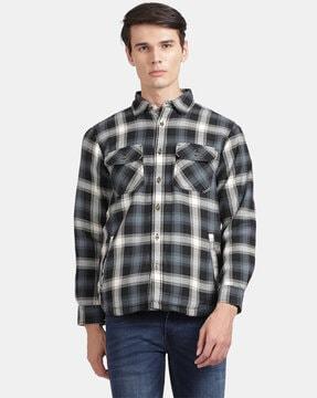 checked shirt with patch pocket