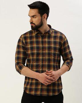 checked shirt with patch pocket