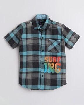 checked shirt with patch pocket