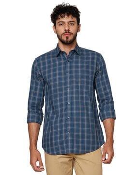 checked shirt with patch pocket