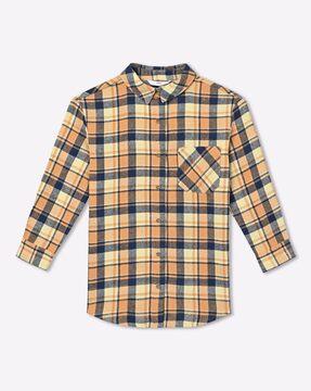 checked shirt with patch pocket