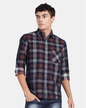 checked shirt with patch pocket