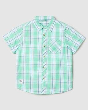 checked shirt with patch pocket