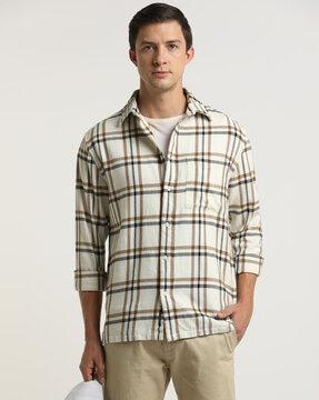 checked shirt with patch pocket