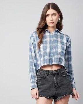 checked shirt with patch pocket