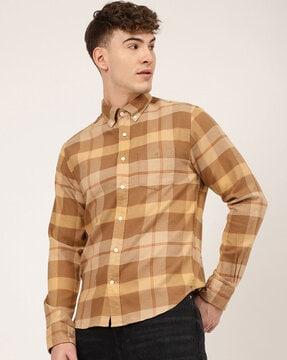 checked shirt with patch pocket