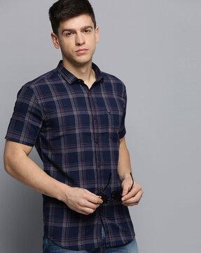 checked shirt with patch pocket