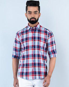 checked shirt with patch pocket