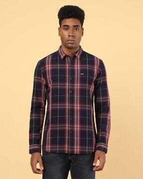 checked shirt with patch pocket