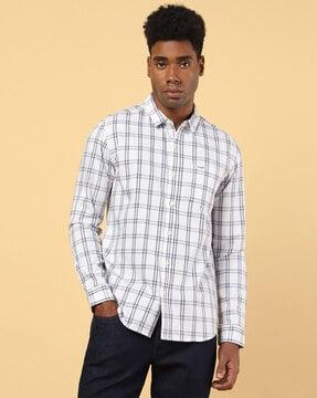 checked shirt with patch pocket