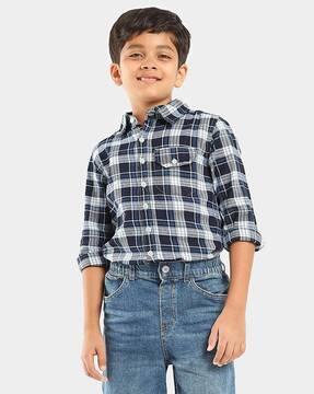 checked shirt with patch pocket