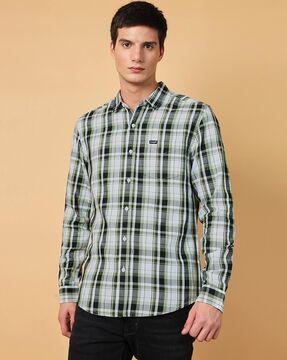 checked shirt with patch pocket