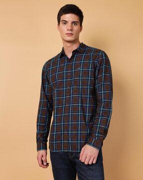 checked shirt with patch pocket