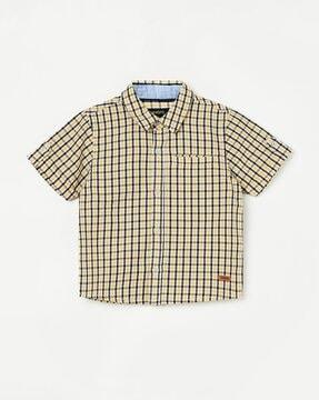 checked shirt with patch pocket