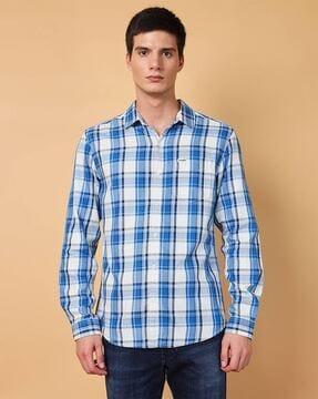 checked shirt with patch pocket