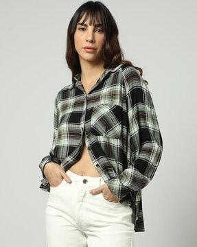 checked shirt with patch pocket