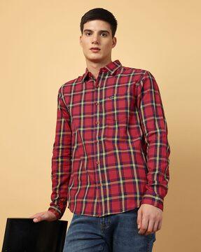 checked shirt with patch pocket