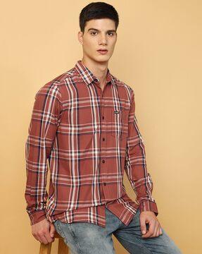 checked shirt with patch pocket