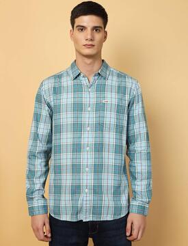 checked shirt with patch pocket